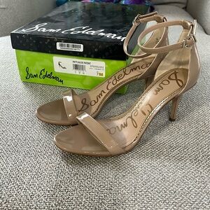 Sam Edelman Nude Patent Open Toe Heels Women’s 7